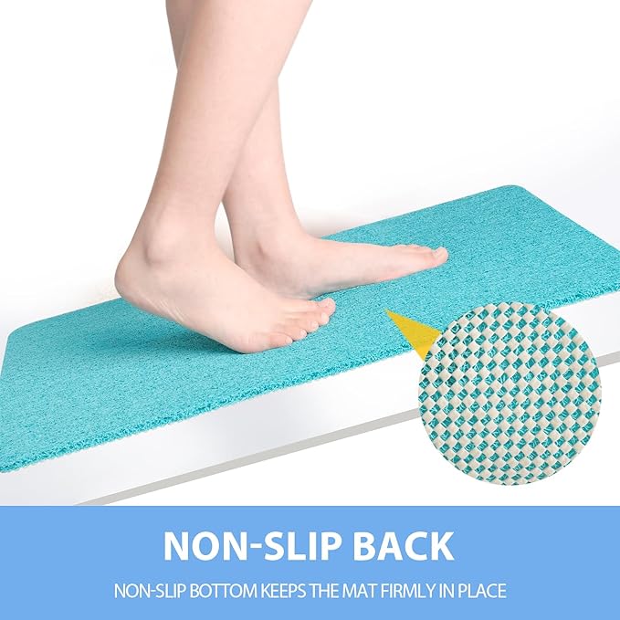 Hargiis Non-Slip Bathtub Mat, Anti Slip Shower Mat, Fast Drying Bathtub Mats, Foot Scrubber Mat, Anti Slip Mat for Tub, Floor, Bathroom, Kitchen, Home, Hotel (Turquoise Blue 24"×16")