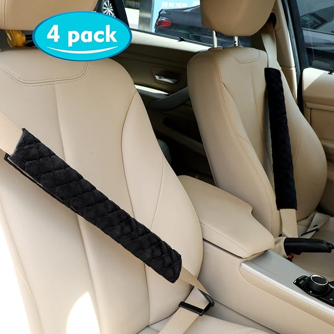 Tatuo 4 Pack Seat Belt Cover Extra Long Seat Belt Pads for Car Soft Comfort Shoulder Strap Covers Harness Pads Helps Protect Your Neck and Shoulder(19.7 Inch,Black)