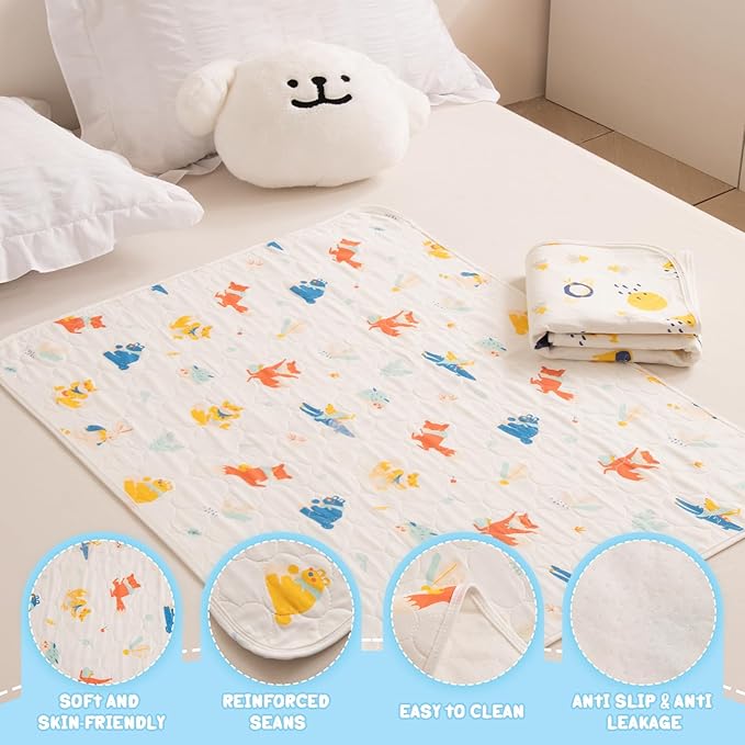 Catteyonce Baby Portable Diaper Changing Pad,Waterproof Changing Mat,Soft Comfortable,Foldable Travel Pad,Toddler Essentials Must Haves,Newborn Shower Gifts(2 Pcs-27"x35"-Astronaut & Fox Banana)