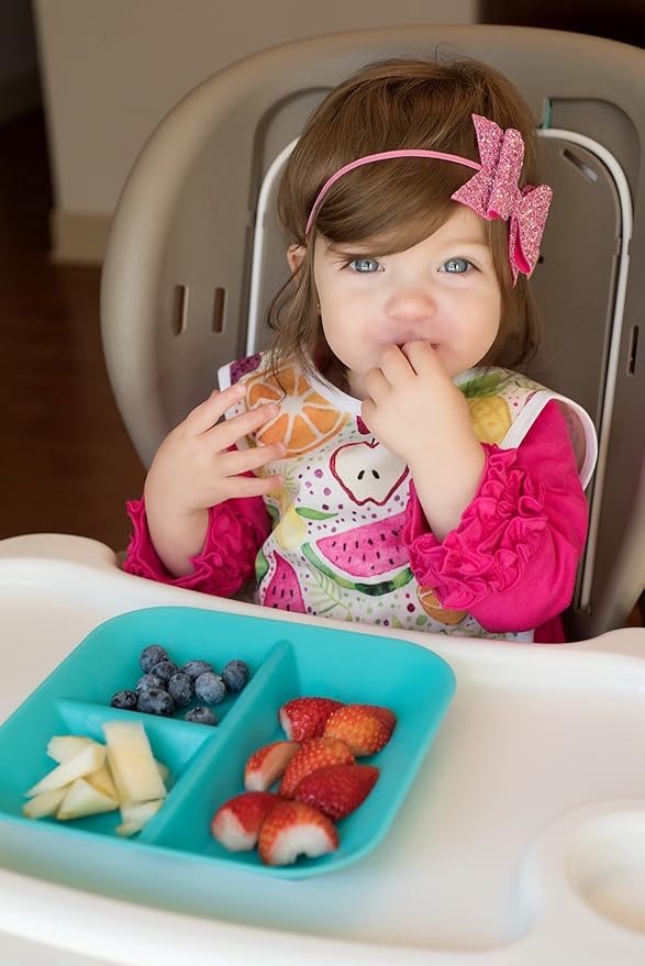 | 100% Silicone Plates for Babies & Kids | MADE IN THE USA | BPA, BPS, Lead, Cadmium, PVC, & Phthalate Free | Children's Divided Placemat Set | Teal, 2 Pack