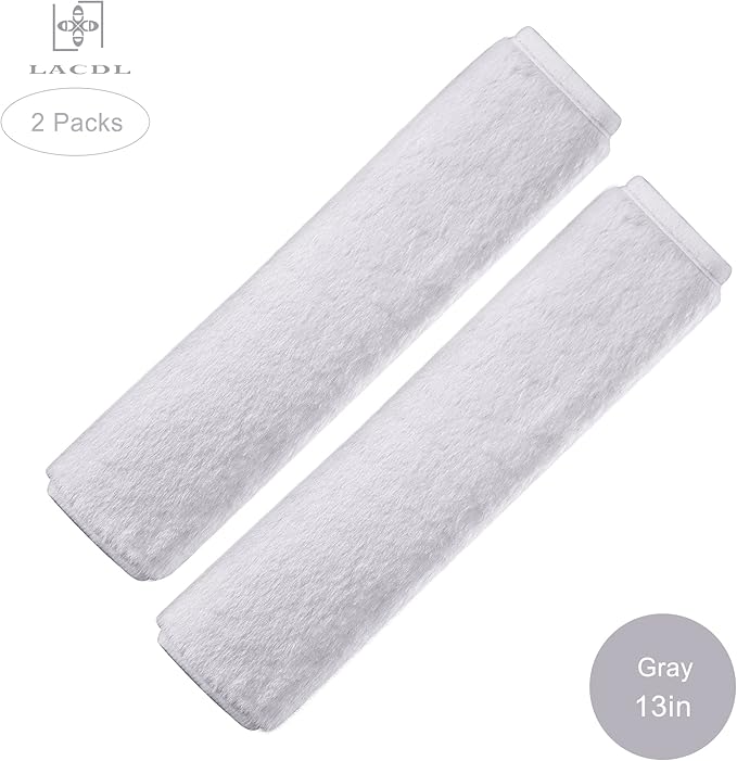 LACDL Extra Long Seatbelt Cover Super Soft Furry for Adults Kids Women & Men, Thick Plush Full Car Seat Belt Strap Cushion, Fluffy Shoulder Pad Protector, Auto Interior Accessories, Grey, 13in, 2pcs