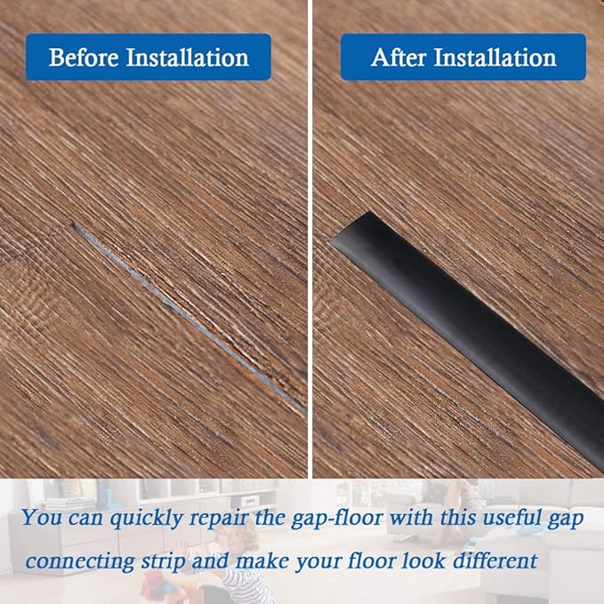 Floor Transition Strip Self Adhesive Floor Cover Strips Laminate 3" Wide Vinyl Flat Divider Transitions (7.5cm, 10Ft, Black)