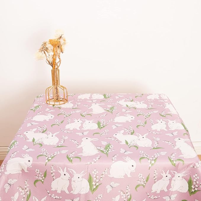 Splat Mat for Under High Chair/Arts/Crafts, Washable Baby Spill Mat Waterproof Non-Slip Floor Splash Mat, Portable Baby Play Mat and Table Cloth (Rabbit, 43"x 43")