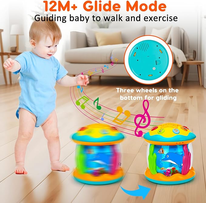 Baby Toys 6 to 12 Months Ocean Projector Rotating Musical Light Up Tummy Time Toys for Infant 0-6 3-6 Months Baby Aquarium Crawling Toys 4 5 6 7 8 9 12-18 Months Birthday Gifts for 1 Year Old Boy Girl