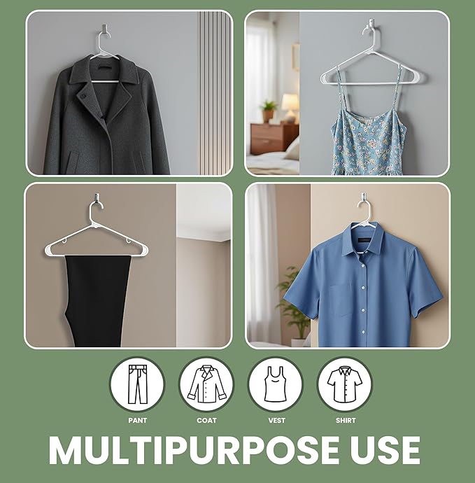 Utopia Home Plastic Hangers 100 Pack - Space Saving Clothes Hanger - Durable & Strong Closet Organizers and Storage with Built-in Strap Hooks - Essential for Shirts, Pants, Skirts & Coats (White)