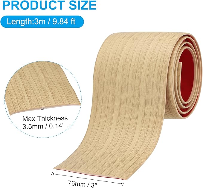 PATIKIL Self Adhesive Floor Transition Strip 10 ft x 3" Vinyl Flat Divider Flooring for Joining Floor Gaps Carpet Transition Floor Tiles, Oak