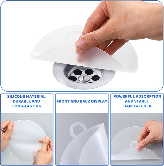 Yinkin 6 Pcs Drain Covers to Keep Bugs Out Silicone Shower Floor Tub Stoppers Bathtub Drain Stoppers Sewer Anti-Odor Mats Deodorizing Plugs for Bathroom(6 x 6 Inch,Round,White)