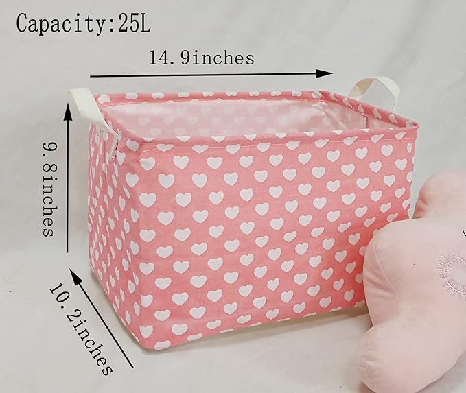 MAIZMZ Women's DayStorage Basket Pink Collapsible Girls Laundry Basket Waterproof Organizer Nursery Bin Gift Toy Box for Organizing Home/Dorm/Kitchen/Pet/Office/Closet/Shelf/Room Decor