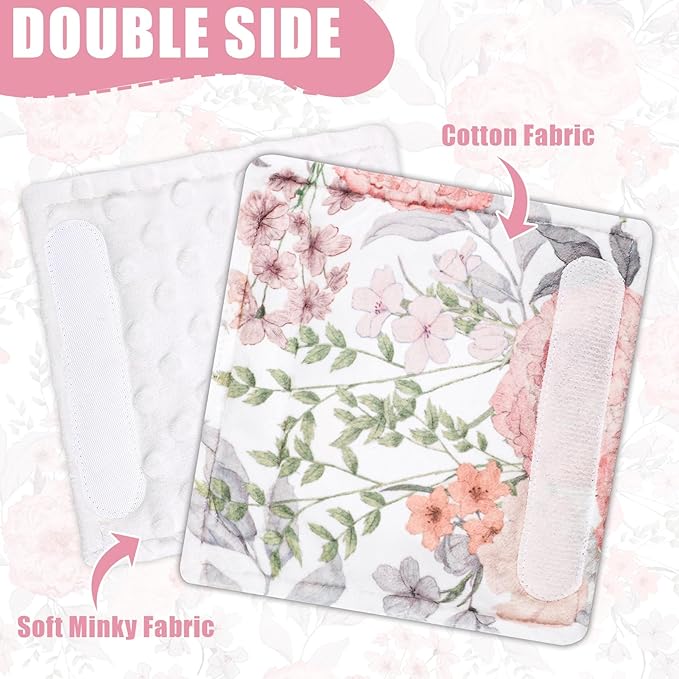 Car Seat Strap Pads for Baby Kids, HNHUAMING Ultra Soft Pink Carseat Straps Shoulder Covers, 2 Pack Infant Seat Belt Cover Pad for Baby Car Seats/Strollers/High Chair/Pushchair, Floral