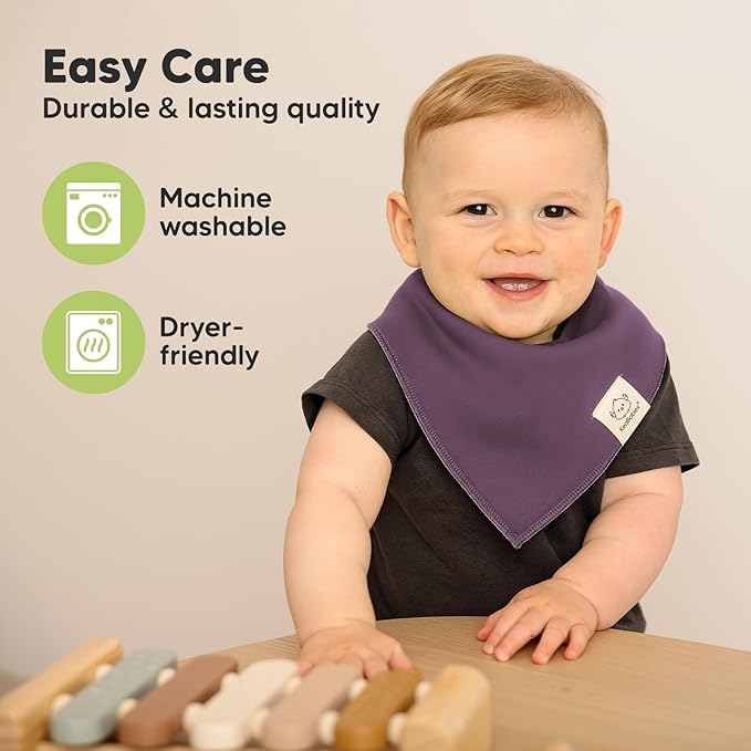 KeaBabies 8-Pack Organic Baby Bandana Bibs for Boys, Girls - Super Absorbent Triangle Baby Bibs for Drooling and Teething Infant, 100% Cotton Extra Soft for Newborn, Infant 0-36 Months (Thunder)