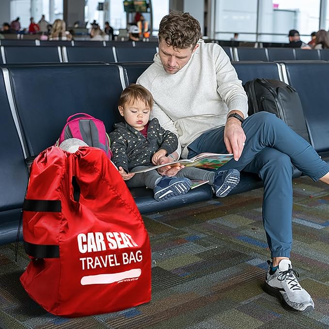 Car Seat Travel Bag for Airplane, Large Car Seat Bags for Air Travel, Gate Check Storage Bag for Car Seat Airport, Carseat Cover Travel - Baby Travel Essentials for Flying