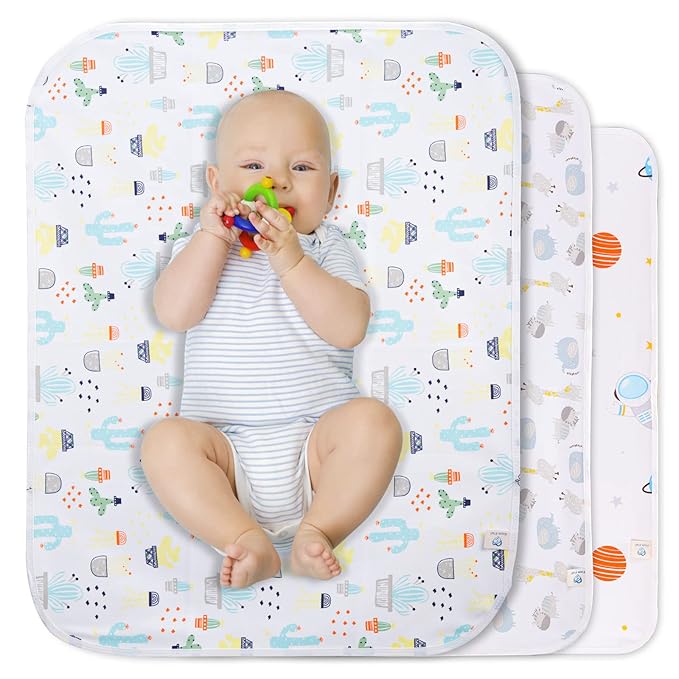 Baby Diaper Changing Pad Waterproof Portable Changing Pad 3 Pack Washable Mattress Pad Reusable Under Pads Changing Pad Liners for Travel 27.5 x 37.8 inches