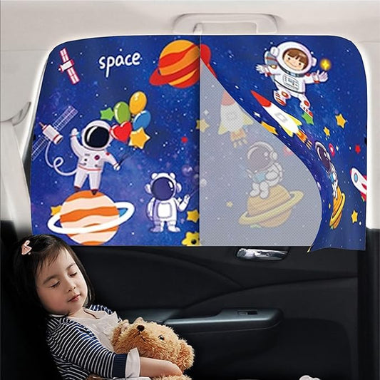Car Sun Shade for Baby - EOHMAK Car Side Window Sun Shade Cover Upgrade Double Opening Car Interior Curtain Sun Blocker Blind (Dark Blue Space, 1 Pack)