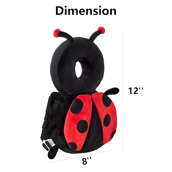 Baby Head Back Protector Backpack Toddler Safety Protector Cushion Pad Soft, Adjustable and Lightweight Design for Safe Walking and Crawling Toddlers Girls and Boys(Ladybug)
