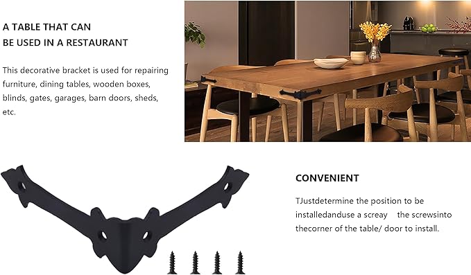 4 Inch Corner Protector Furniture Edge Corner Guards Corner Bracket Metal Embellishments with Wood Decorative Metal Rustic Hardware for Home Edge Corner Hardware Accessories (Black 4 Pack)