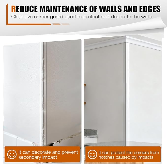 4 Pack Wall Corner Protector 31.5'', Self Adhesive Corner Protectors for Walls, Easy to Install Edge Guard Strip for Furniture Cabinet Shelf Drywall Baseboard Desk, 31.5in x 1.18in, Clear