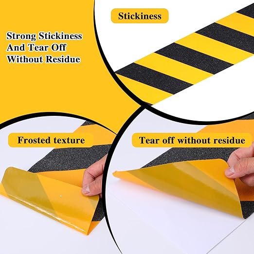 15 Pack Grip Tape for Stairs, 30 x 5.9 in Black and Yellow Anti Slip Tape High Traction Friction Abrasive Non Skid Safety Tapes for Steps Outdoor Waterproof