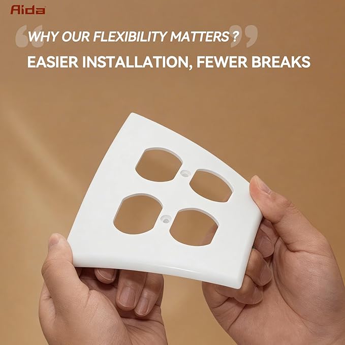 AIDA 2-Gang Duplex Wall Plates, Unbreakable Faceplate Cover for Outlets, Standard Size 4.53" H x 4.57" L, UL Listed (4 Pack, Glossy White)