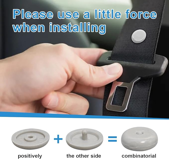 Augeny 10 Sets Seat Belt Button Stop, Plastic Seat Belt Stop Clips, Universal Snap-On System Seatbelt Buckle Stopper Button Kit, Prevent Buckle from Sliding Down, No Welding Required (Gray)