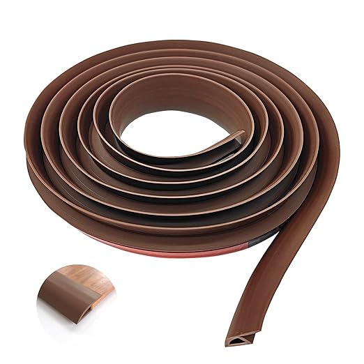 COUKIU 10 FT PVC Floor Transition Strip, Peel and Stick Molding Trim for Threshold Transitions with a Height Less Than 10 mm/0.4in, Carpet & Floor Edging Trim, Brown