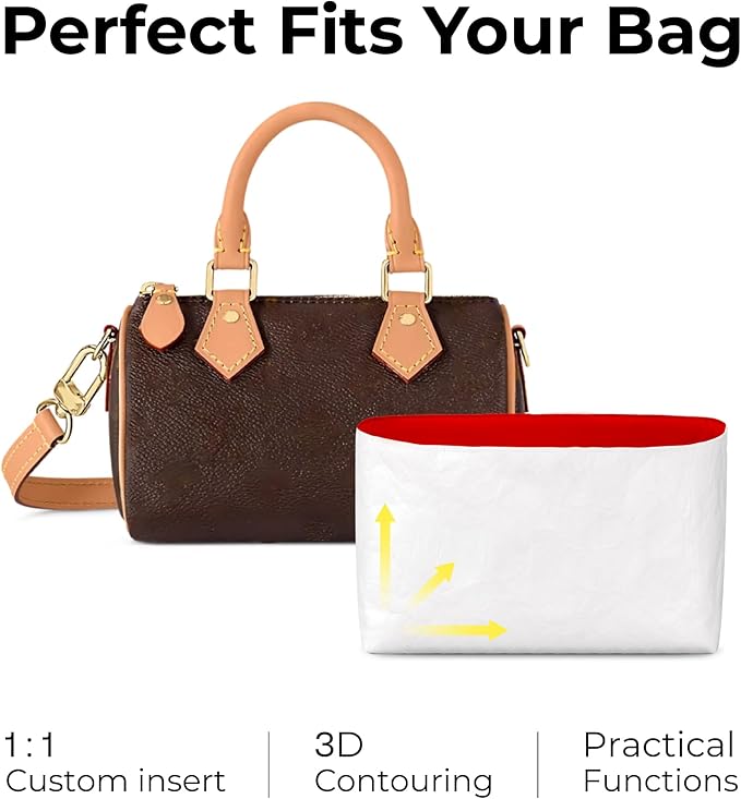 Tote Bag Organizer Insert for LV Speedy Nano Handbag,Custom Fit Inside Premium Rogue Coeur Lightweight WaterResistant Purse Insert