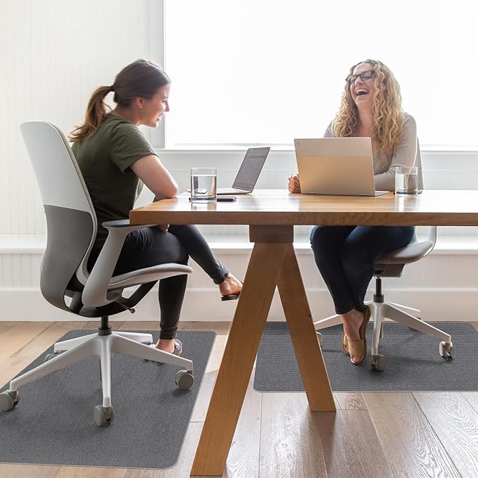Sycoodeal Office Chair Mat for Hardwood Floor,Office Computer Gaming Chair Mat for Tile Floor,Large Floor Protector Rug,Anti-Slip,Easy to Clean,Grey(48"x55")