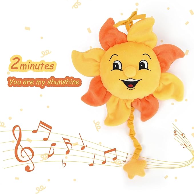 Boodeze Newborn Baby Musical Toy for Infant 0,3,6,12 Months, Soft Hanging Plush Stroller Toy for 6 to 12 Months Baby with You are My Sunshine Music, Brighten Boy and Girl's Bed,Carseat and Room