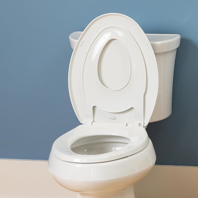 Little2Big Toilet Seat with Built-In Potty Training Seat, Slow Close, Durable Plastic, Made in USA, ROUND, White