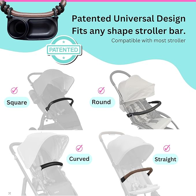Swanoo Universal Stroller Snack Tray | Compatible With Nuna Mockingbird Bugaboo Uppababy | Stroller Bumper Bar Tray Attachment with Cup Holder | Baby Toddler Disneyland Essentials Stroller Accessories