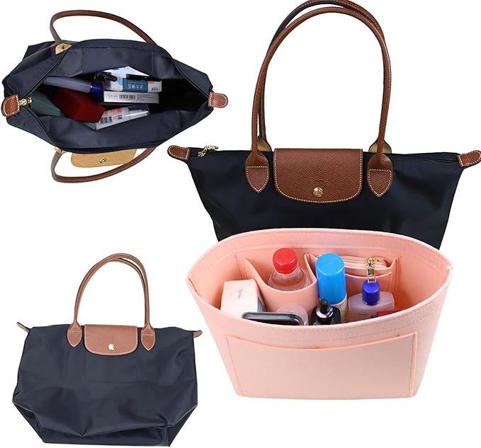 Lckaey Felt Purse Organizer Insert for Le Pliage Neo Handbags Insert Organizer1012pink-M