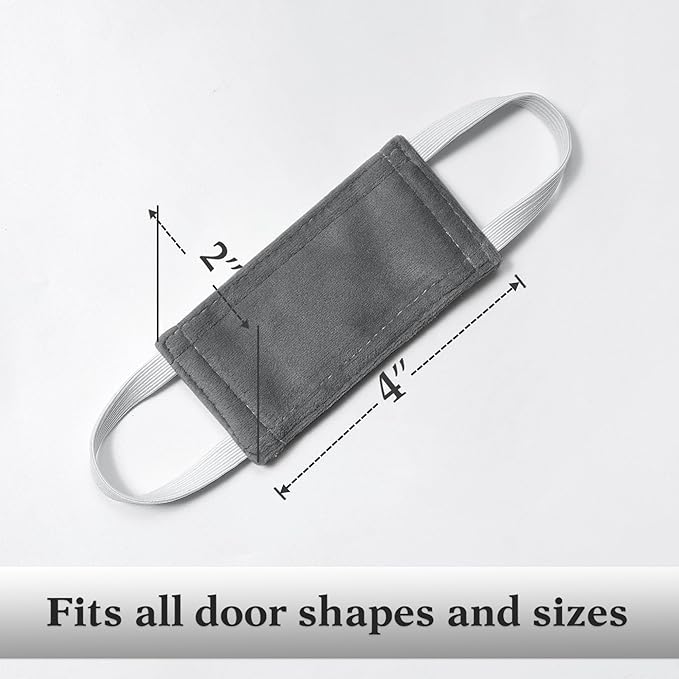 PONY DANCE Velvet Door Silencer Door Closer Cushion - Nursery Door Jammer Latch Covers for Noise Reducing Quiet Doors Baby Toddler Safety, Pack-3, 4 x 2 Inch, Grey