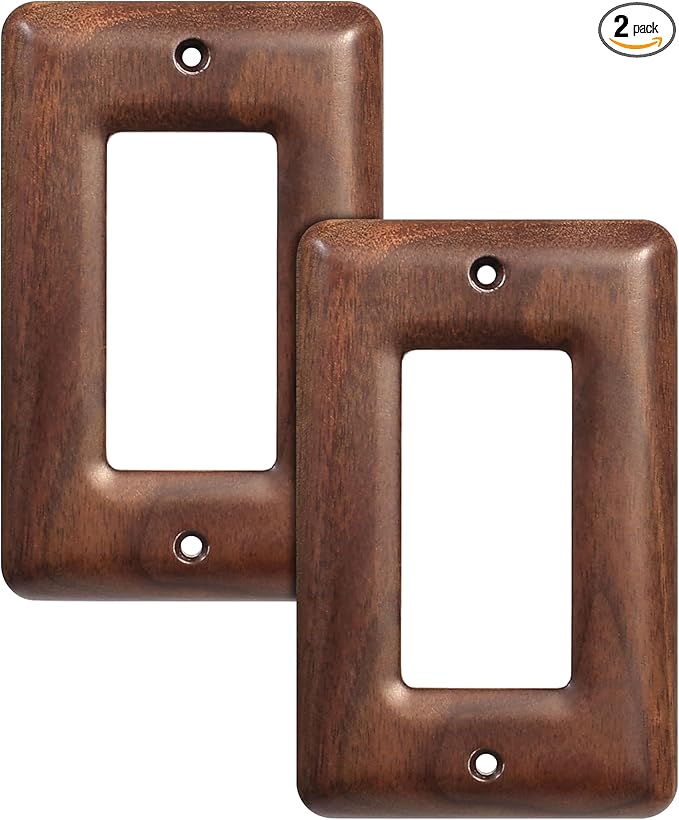 2-Pack Wood Switch Plate Covers Decorative Solid Wood Light Switch Cover for Stylish Décor