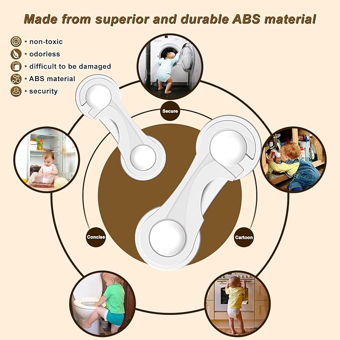 Child Proof Cabinet Locks-(10-Pack) - Child Locks For Cabinets And Drawers,Easy To Install (No Drilling) For Drawers, Cabinet Seat, Toilet Seat, Fridge, Oven, Appliances