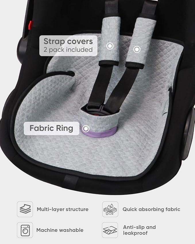 TinlyFinly 2 Pack Baby Potty Training Car Seat Protector, Waterproof Car Seat Liner for Potty Training Toilet, Baby Infant Toddler Piddle Pad Fits for Carseat, Stroller, Highchair - 2 Pack, Gray