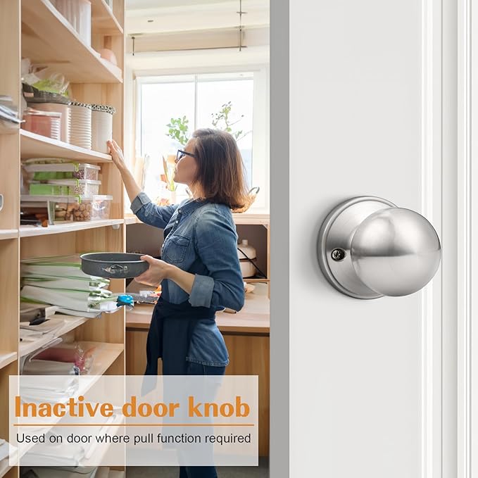 Probrico Ball Dummy Door Knob Stainless Steel Inactive Door Knobs, Brushed Nickel (10 Pack)