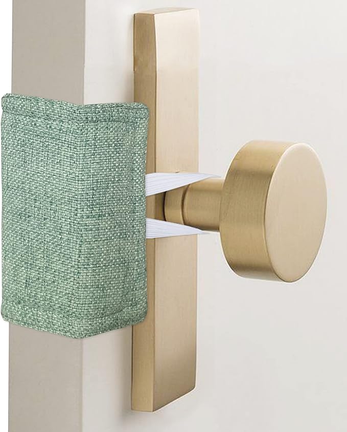 Baby Quiet Door Closer Silencer Cushion, Door Latch Cover Prevent from Locking Noise Reduce for Light Sleepers, Dogs, Cats, Children - 4 x 3 inches, Green, Pack-3