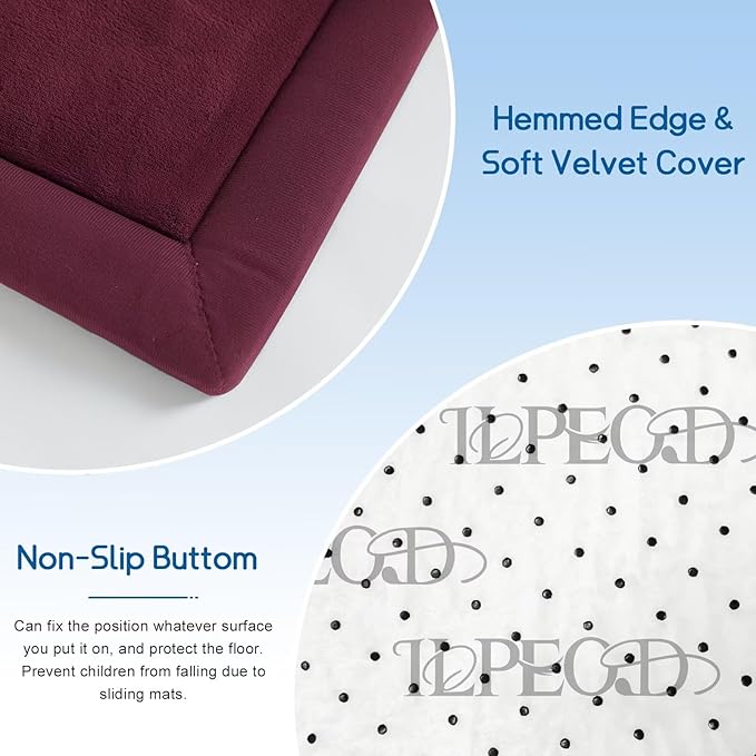 Baby Play Mat for Floor Nursery Muscle Mat Area Rug Playroom Rug 50"x50" Memory Foam 1.3" Thick Crawling Mat for Babies,Toddlers, Infants,Kids (Burgundy)
