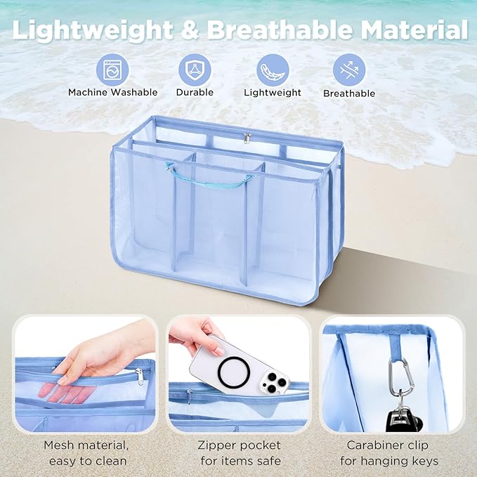 OUTXE Beach Bag Organizer Compatible with X Large Bogg Bag Accessories Inserts, Lightweight Mesh Insert Divider Pouch for Original XL Bogg Bags, Beach Tote Bags Insert for Organizing