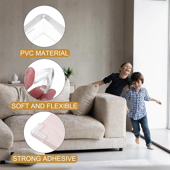 uxcell Corner Protectors, 16 Pcs Table Corner Protectors, Furniture Corner Guard and Edges Safety Bumpers for Table Edges and Sharp Corners (L-Shaped, Clear)