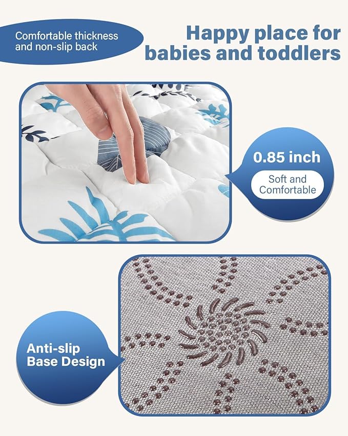 Baby Play Mat, 47x47 play mat for playpen, Non-Slip 47x47 playpen mat, Foldable Portable Playmat Suitable for babies learning to crawl and for travel