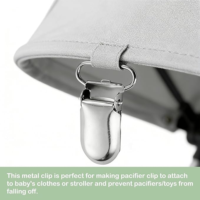 25 PCS 3/4" Suspender Clips Metal Pacifier Clip Holder for Pacifiers DIY Baby Girl Toy Bibs Garter Making Supplies (Silver, Bulk)