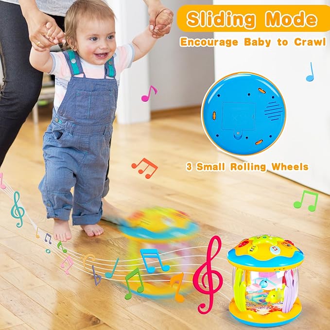 Baby Toys 0-6 Months Ocean Rotating Projector Musical Light Up Tummy Time Toys for Infants 0-3 4 5 6 7 8 9 Months Baby Aquarium Crawling Toys 6-12 Month Boys Girls 1 2 Year Old Birthday Newborn Gifts
