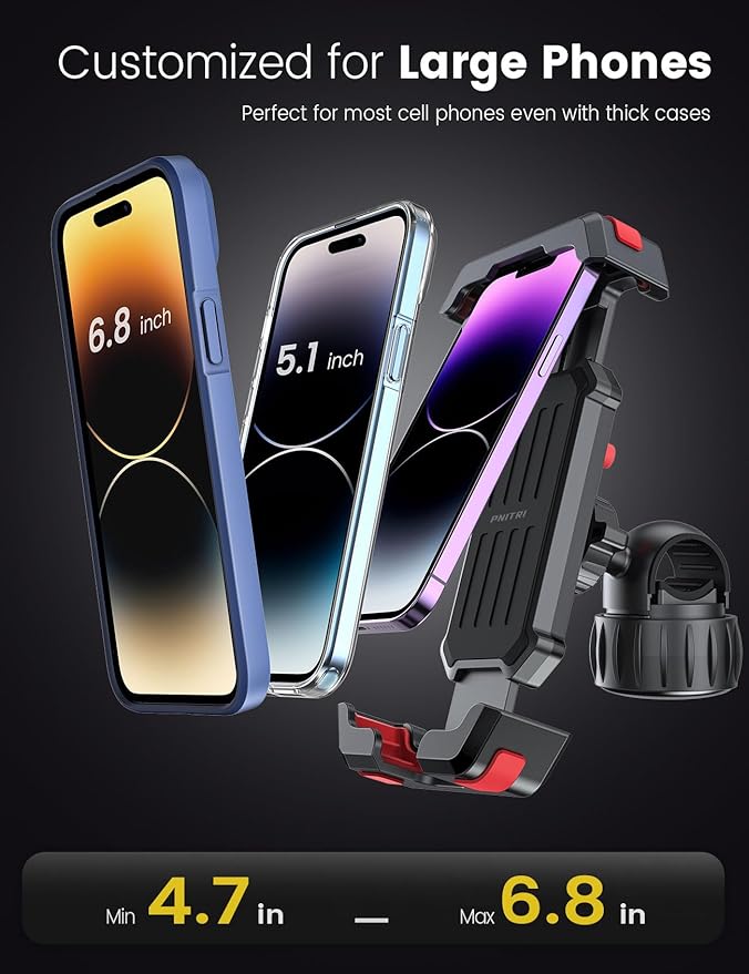 Pnitri 2 Pack Bike Phone Holder Mount [2025 Upgraded Gift Set]- Accesorios para Motos Stand, 3S Easy Install, Motorcycle Phone Mount Universal Handlebar, Bike Accessories for Adult