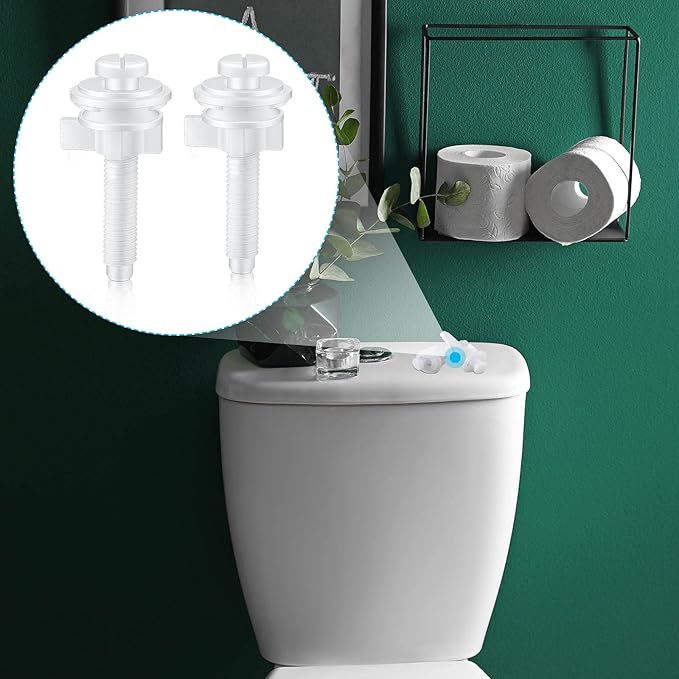 Jetec 8 Pieces Toilet Seat Screws Replacement Kit Plastic Bolts with Plastic Nuts and Washers Parts Kit for Fixing The Top Toilet Seat, White