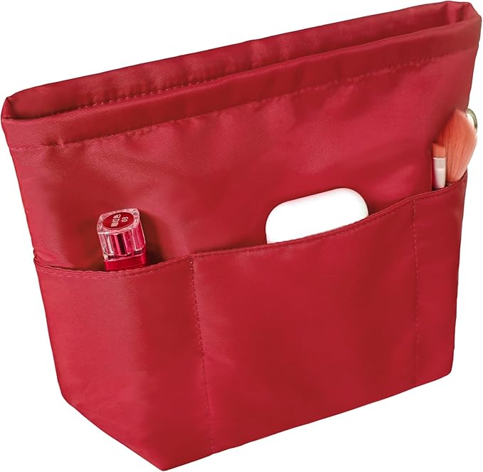 Vercord Purse Insert Organizers for Petite Tote Bag Organizer Insert Inside Handbag Shaper with Zipper Red Mini