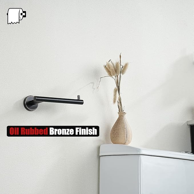JQK Toilet Paper Holder Oil Rubbed Bronze, 5 Inch 304 Stainless Steel Thick 0.8mm Tissue Paper Dispenser for Bathroom, Hold Mega Rolls Wall Mount 2 Pack, TPH100-ORB-P2