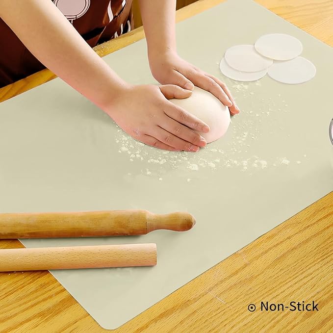 Extra Large Silicone Mat for Kitchen Counter 36" x 24" Silicone Table Mat for Resin Workbench Heat Resistant Mat Coffee Bar Mat,Beige
