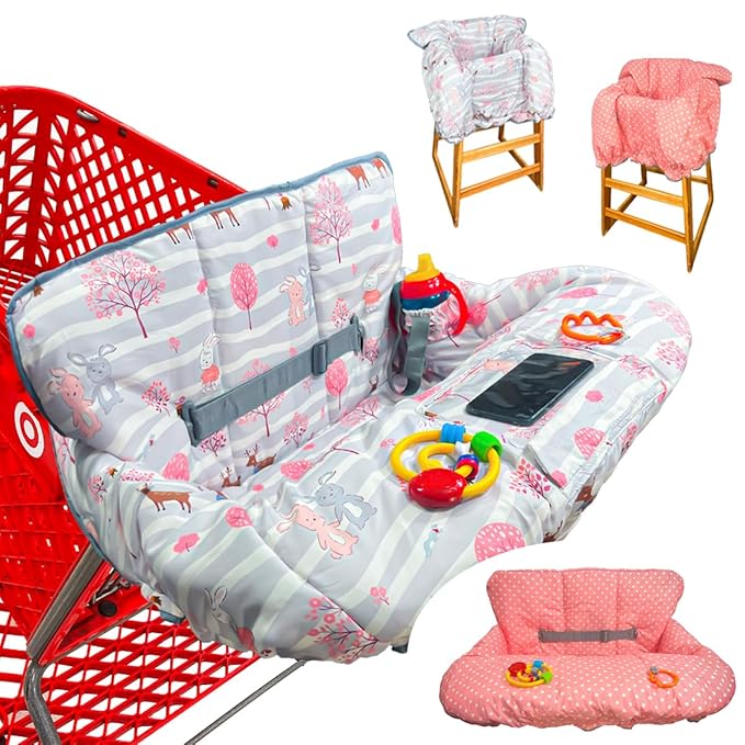 Shopping Cart Cover for Baby and Toddler, Waterproof Grocery Cart and High Chair Cover, Soft Padded Cart Cover for Babies, Universal Fit for Costco, Target and Restaurant High Chairs