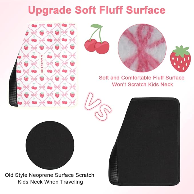 Amintiri Seat Strap Shoulder Pads for Kids, Seat Belt Cover for Children, Soft Furry Seat Belt Cushion for Travel, Cartoon Car Seat Belt Pad Cover for Boys and Girls.