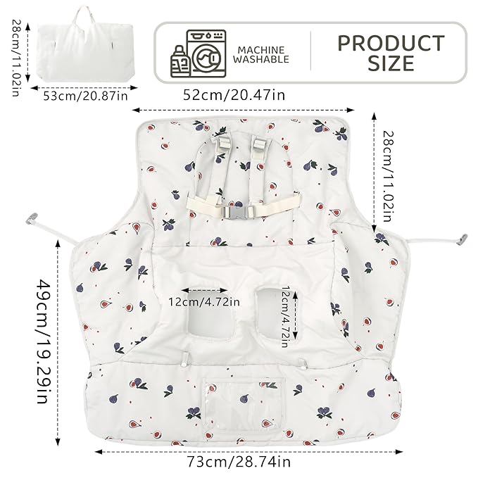Shopping Cart Cover for Baby 2 in 1 High Chair Covers for Restaurant Comfortable Grocery Cart Seat Covers for Infant, Toddler Universal Suitable for Most Shopping Carts Machine Washable, Fig
